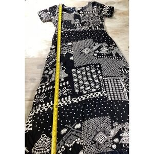 Papillon‎ Black Dress With White Designs Fringe Boho Beach Tribal Women's Small